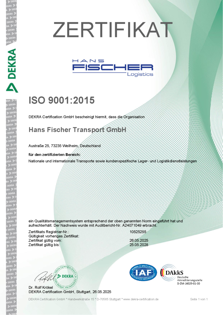 Zertifikat ISO 9001 Nr. 10525255